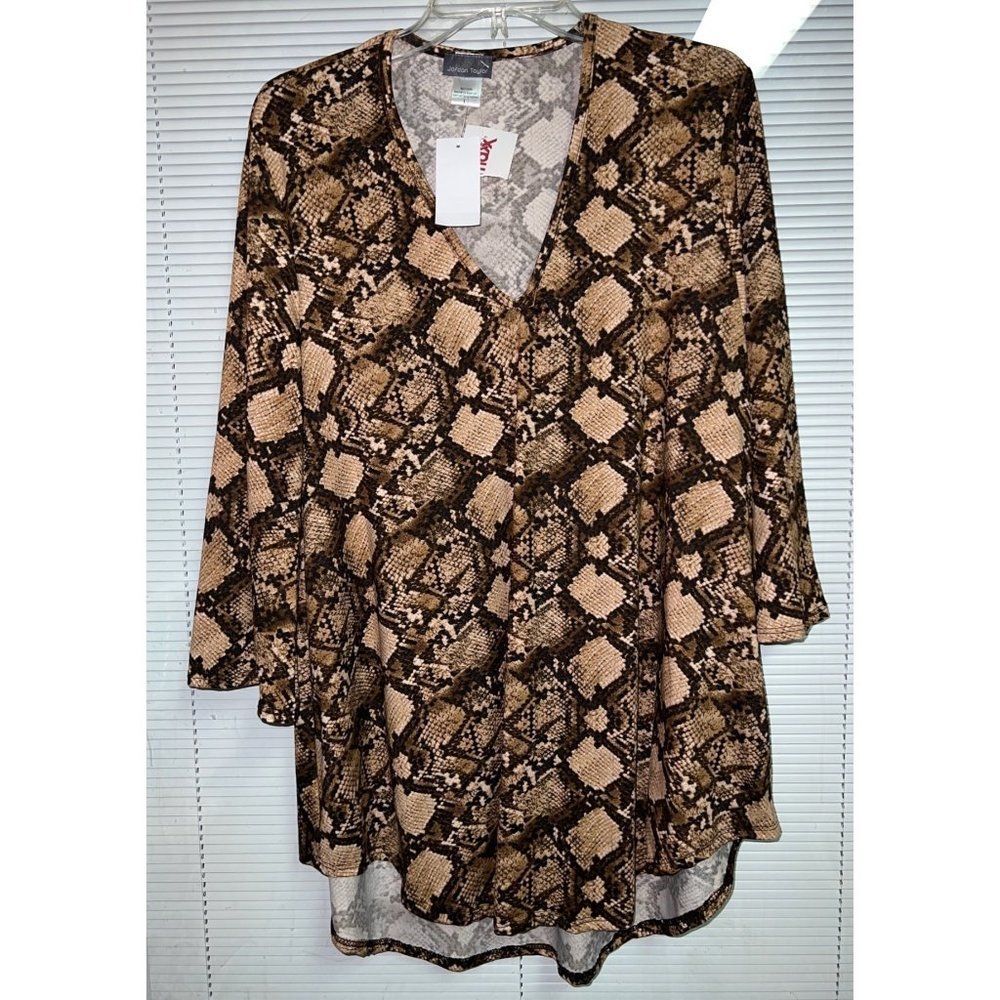 Jordan Taylor Snake Print V-Neck Tunic — Large — NWT